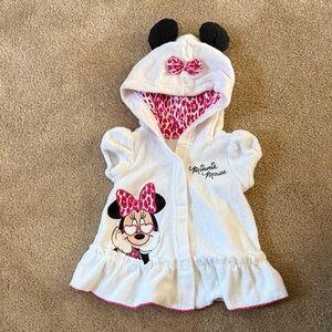 Minnie Mouse Hooded Terry White & Pink Beach Cover-up
